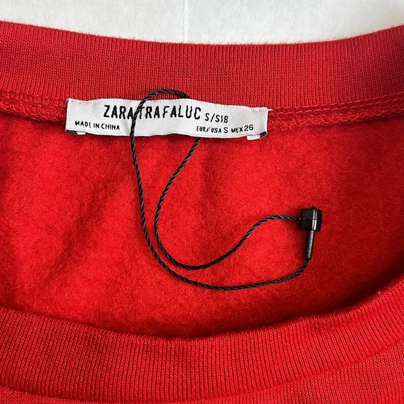 Zara Trafaluc Red Long Sleeve Zippered Design Pullover Sweatshirt Size Small - Picture 5 of 8